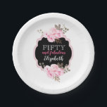 Rosa Blütenblätter 50 und prächtiger schwarzer und Pappteller<br><div class="desc">Schöne rosa Blumengestein 50. Geburtstagsparty Teller mit rosa Rahmen. Für weitere Anpassungen klicken Sie bitte auf "Anpassen". Wenn Sie weitere Informationen benötigen,  senden Sie uns eine E-Mail. a</div>