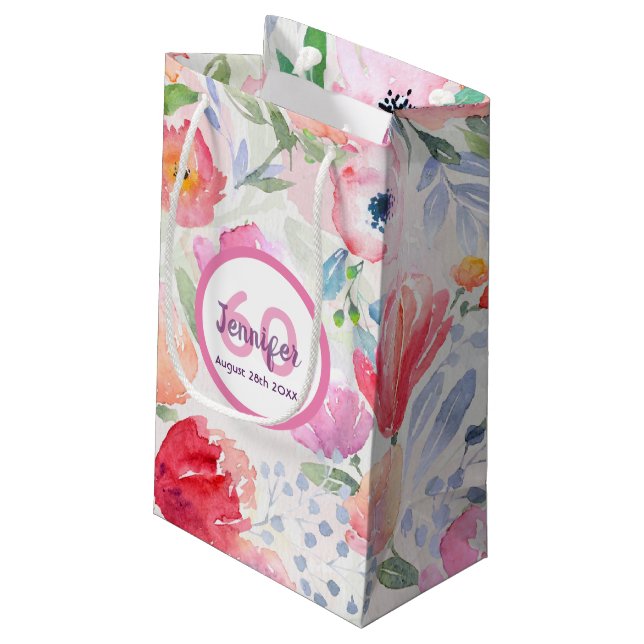 Rosa Blütenblätter Kleine Geschenktüte (Rückseite Schrägansicht)