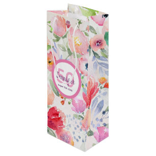 Rosa Blütenblätter, Monogramm Geschenktüte Für Weinflaschen