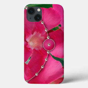 Rosa Blütenblätter und Perlen iPhone 13 Hülle