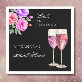 Rosa Blütenblätter und Prosecco-Brautparty Serviette