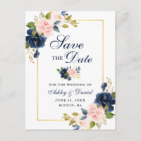 Rosa Blütenblau Bläserndes Elegantes Save the Date