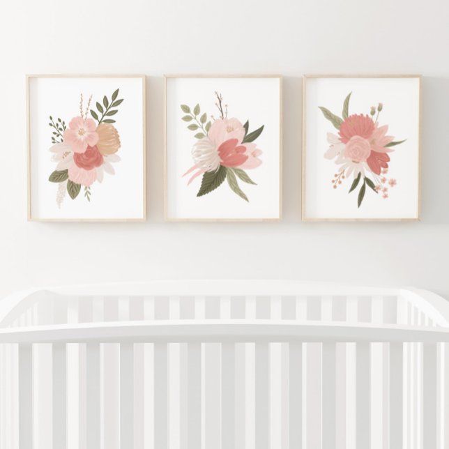 Rosa Blütenblume Girl Kinderzimmer Dekoration Bilderwand Sets (Von Creator hochgeladen)