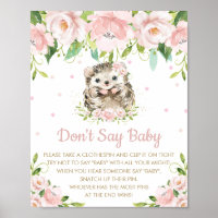 Rosa Blütenblume Igel Say Baby Shower Game