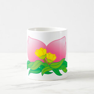 Rosa Blütenblume mit gelben Blüten Kaffeetasse