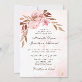Rosa Blütenblüte auf einer Christlichen Hochzeit Einladung
