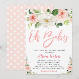 Rosa Blütenblüte Blütendusche Baby Einladung