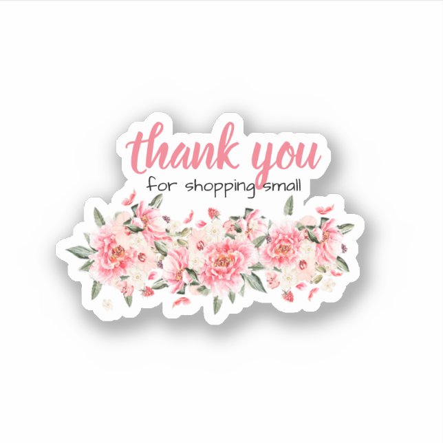 Rosa Blütenblüte Danke klassische Rundaufkleber Aufkleber (Vorderseite)