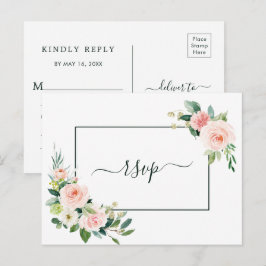 Rosa Blütenblüte Hochzeit RSVP mit Wahlmöglichkeit Einladungspostkarte
