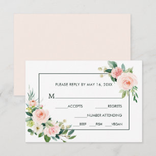 Rosa Blütenblüte Hochzeit RSVP mit Wahlmöglichkeit Karte