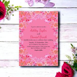 Rosa Blütenblüte Rose Boho Country Blumenhochzeit Einladung