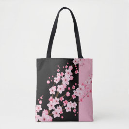 Rosa Blütenblüten Schwarz-Pink-Handtuch Tasche