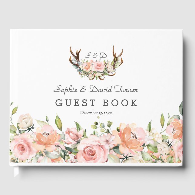 Rosa Blütenblütenblütenblütenblütenblütenblüte Gästebuch (Vorderseite)