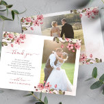Rosa Blütenbraun 2 Fotos Hochzeitsschrift Dankeskarte<br><div class="desc">Stilvolle boho schicke Frühjahrsgarten Blumengarten Botanische Hochzeit modern danke Karte Vorlage mit schönen Bouquets mit Aquarell staubige Rose und sage grün Wildblumen und Blätter,  und eine schicke Kalligraphie Skript.                Einfach mit Text,  Signatur und zwei Fotos auf beiden Seiten personalisieren!              Geeignet für Hochzeiten im rustikalen Böhmergarten im Freien.</div>