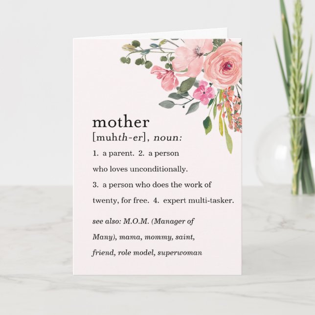 Rosa Blütendefinition einer Mutter, Muttertag Karte (Vorderseite)