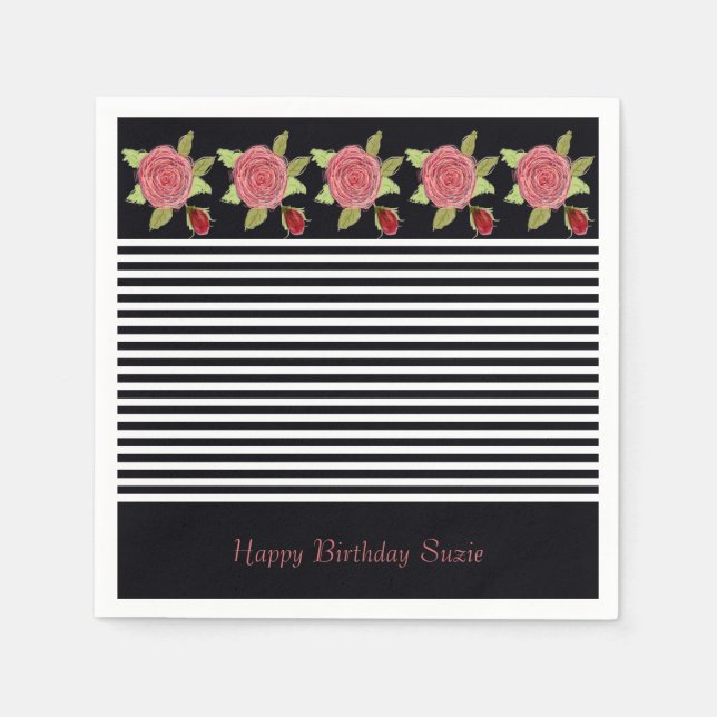 Rosa Blütendekoration Serviette (Vorderseite)