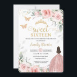 Rosa Blütendruckerei Rose Gold 16 . Geburtstag Einladung<br><div class="desc">Dieses elegante Sweet 16-Geburtstagsjubiläum besticht durch die blühende Wasserfarbe Rosa und das weiche Grün. Personalisieren Sie es einfach und schnell mit Ihren Daten, drücken Sie einfach die Schaltfläche Anpassen, um den Stil und die Platzierung des Textes weiter zu ordnen und zu formatieren. Auch toll für Sweet 16! c) Das glückliche...</div>