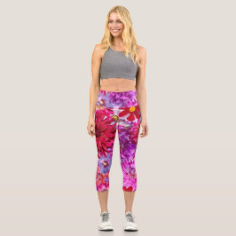 Rosa Blütenernte Capri Leggings