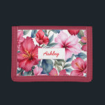 Rosa Blütenfarbe Farbe Trifold Geldbörse<br><div class="desc">Rosa bläserfarbenes, dreifach gefärbtes Ballet mit tropischen Blume Muster, Mit dieser Vorlagenoption können Sie Text ändern</div>