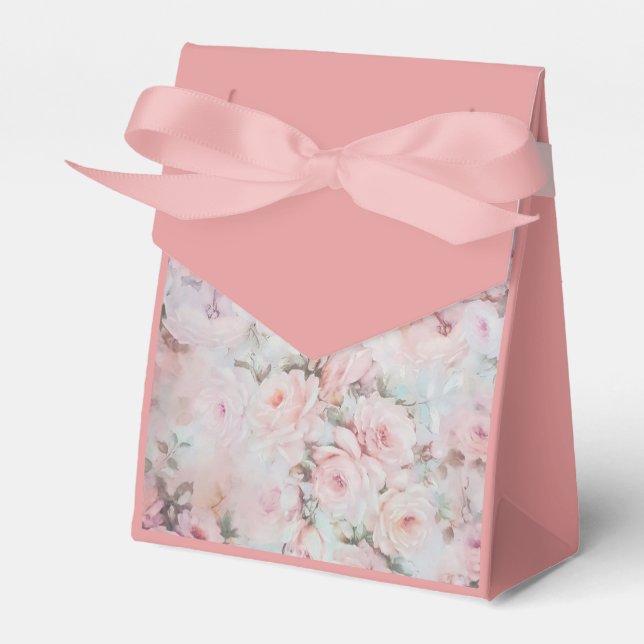 Rosa Blütenfarben Rosa Boho Country Bloral Geschenkschachtel (Vorderseite)