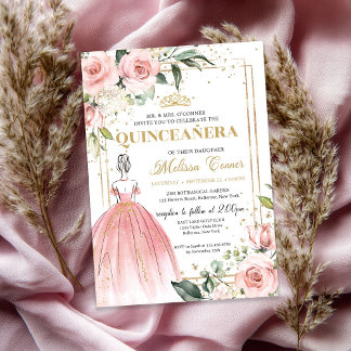 Rosa blütenfarbene Prinzessin kleidet goldenes Tia Einladung