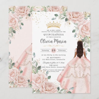 Rosa blütenfarbenes Kleid Prinzessin Gown Quinceañ Einladung