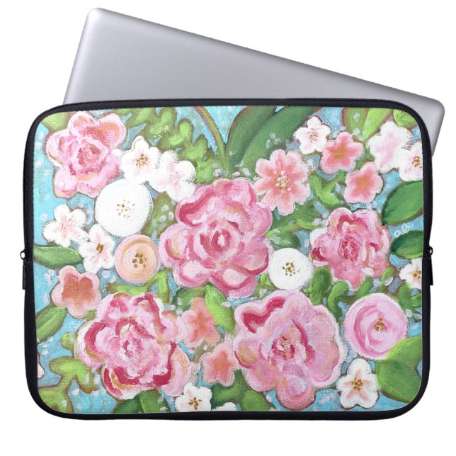 Rosa Blütenfrühlingsblüte Laptop-Sieb Laptopschutzhülle (Vorderseite)