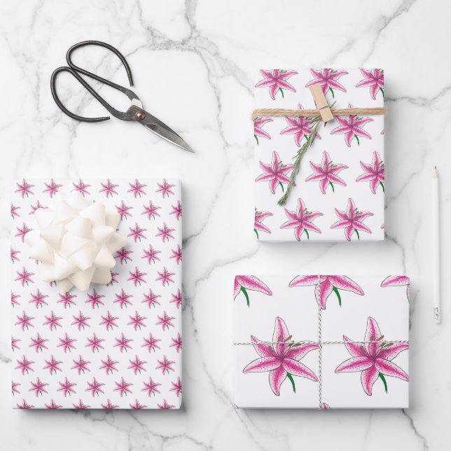 Rosa Blütengarten Party Polterabend Geschenkpapier Set (Vorderseite)