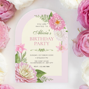 Rosa Blütengeburtstag Einladung