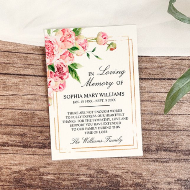 Rosa Blütengeflecht und grünes Beileid dank Karte (Von Creator hochgeladen)