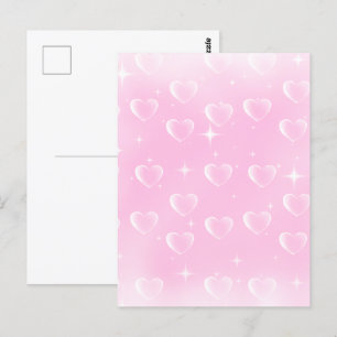 Rosa Blütenglanz und Herz Postkarte