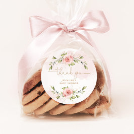 Rosa Blütengoldene Dusche Danke Runder Aufkleber