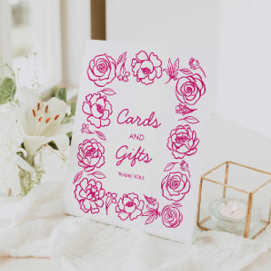 Rosa Blütenhandzeichen Sockelschild