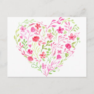 Rosa Blütenherz Postkarte