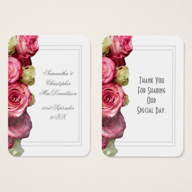 Rosa Blütenhochzeit danke (Vorne & Hinten)