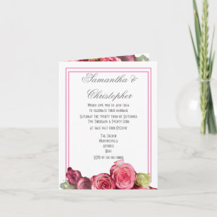 Rosa Blütenhochzeit Einladung