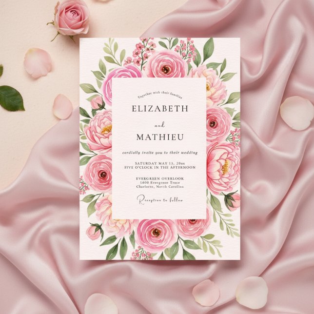 Rosa Blütenhochzeit Einladung (Von Creator hochgeladen)