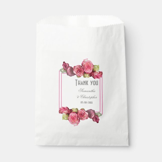Rosa Blütenhochzeit Geschenktütchen (Vorderseite)