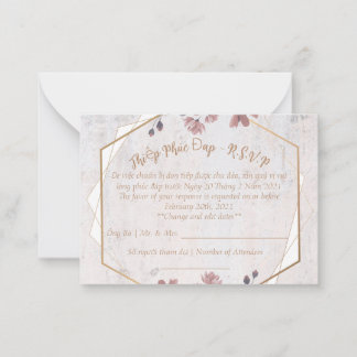 Rosa Blütenhochzeit R.S.V.P-Karte Mitteilungskarte