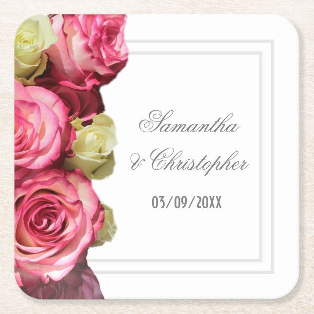 Rosa Blütenhochzeit Rechteckiger Pappuntersetzer (Vorderseite)