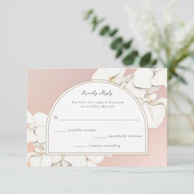 Rosa Blütenhochzeit RSVP Karte (Stehend Vorderseite)