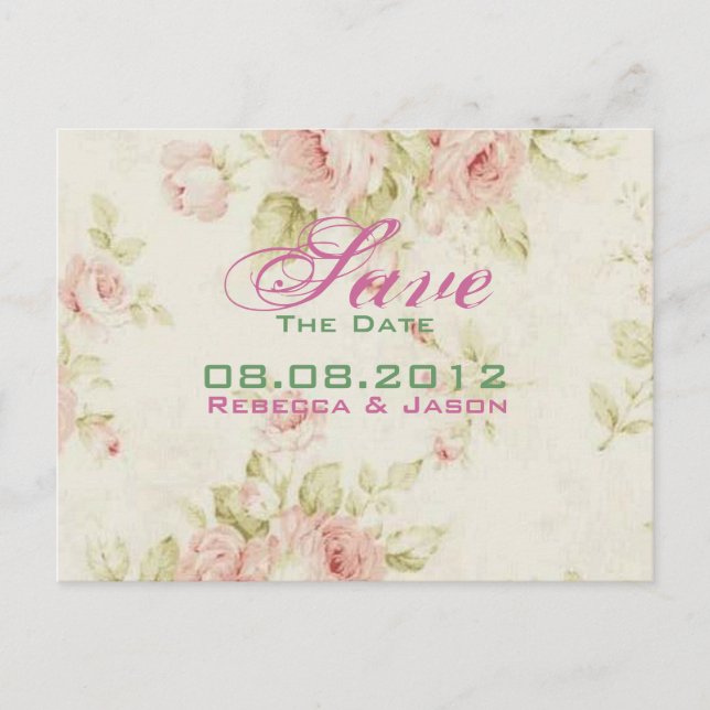Rosa Blütenhochzeit Save the Date Ankündigungspostkarte (Vorderseite)