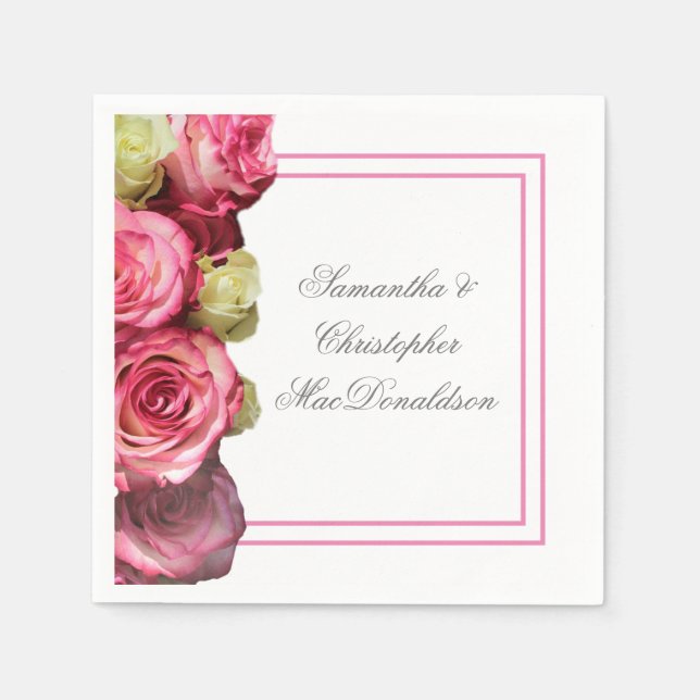 Rosa Blütenhochzeit Serviette (Vorderseite)