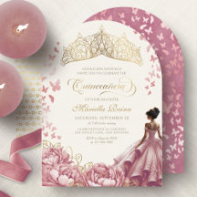 Rosa Blütenkleid Kronen Quinceanera