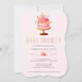 Rosa Blütenkuchen Die Girl-Baby-Dusche lädt ein Einladung