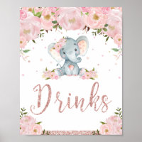 Rosa Blütenlephant Babydusche Getränke Unterwäsche