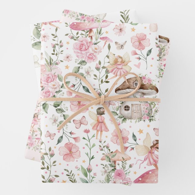 Rosa Blütenmärchen Bezauberndes Party Tee Geschenkpapier Set (Beispiel)