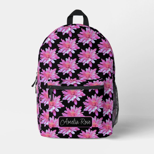 Rosa Blütenmuster, hübsches Blumenmuster Bedruckter Rucksack (Vorderseite)