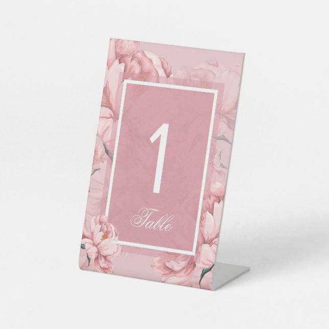Rosa Blütenpeere Blume Tischnummer Sockelschild (Vorderseite)