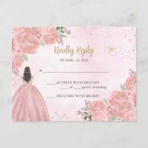 Rosa Blütenpinsel, Prinzessin Quinceañera UAWG Postkarte
